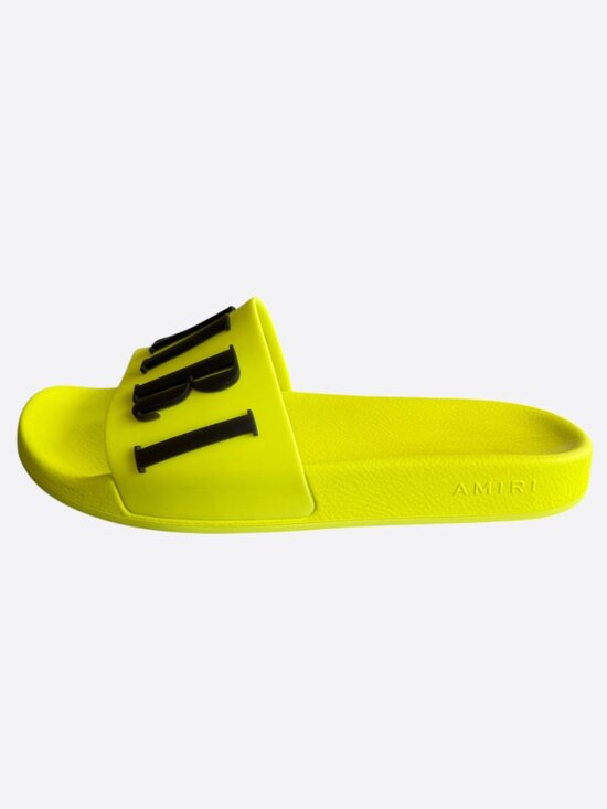 Amiri Yellow & Black Logo Rubber Slides main image 6